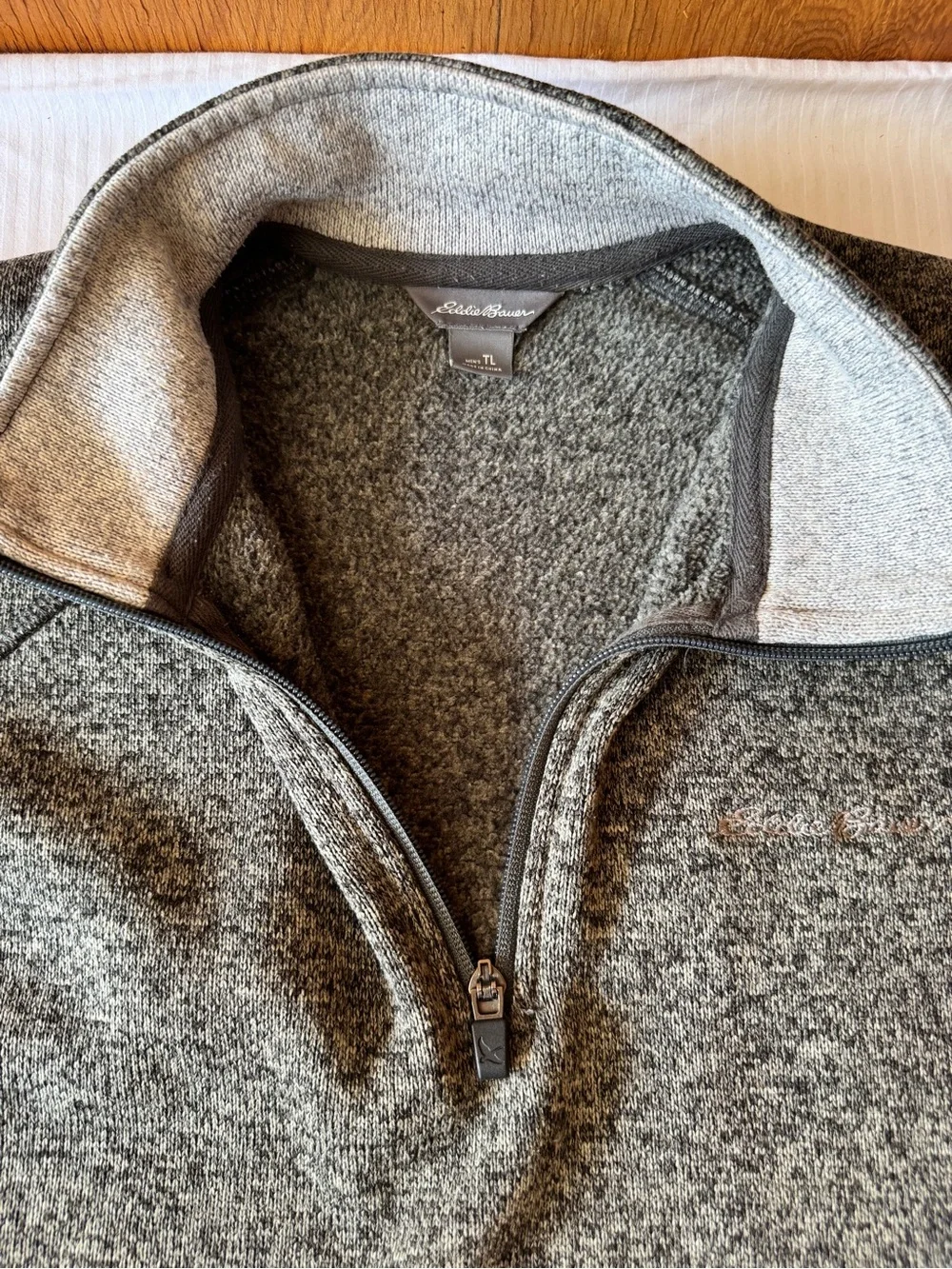 Eddie Bauer Gray Heather‎ 1/4 Zip Pullover Fleece Mock Neck Long Sleeve TL